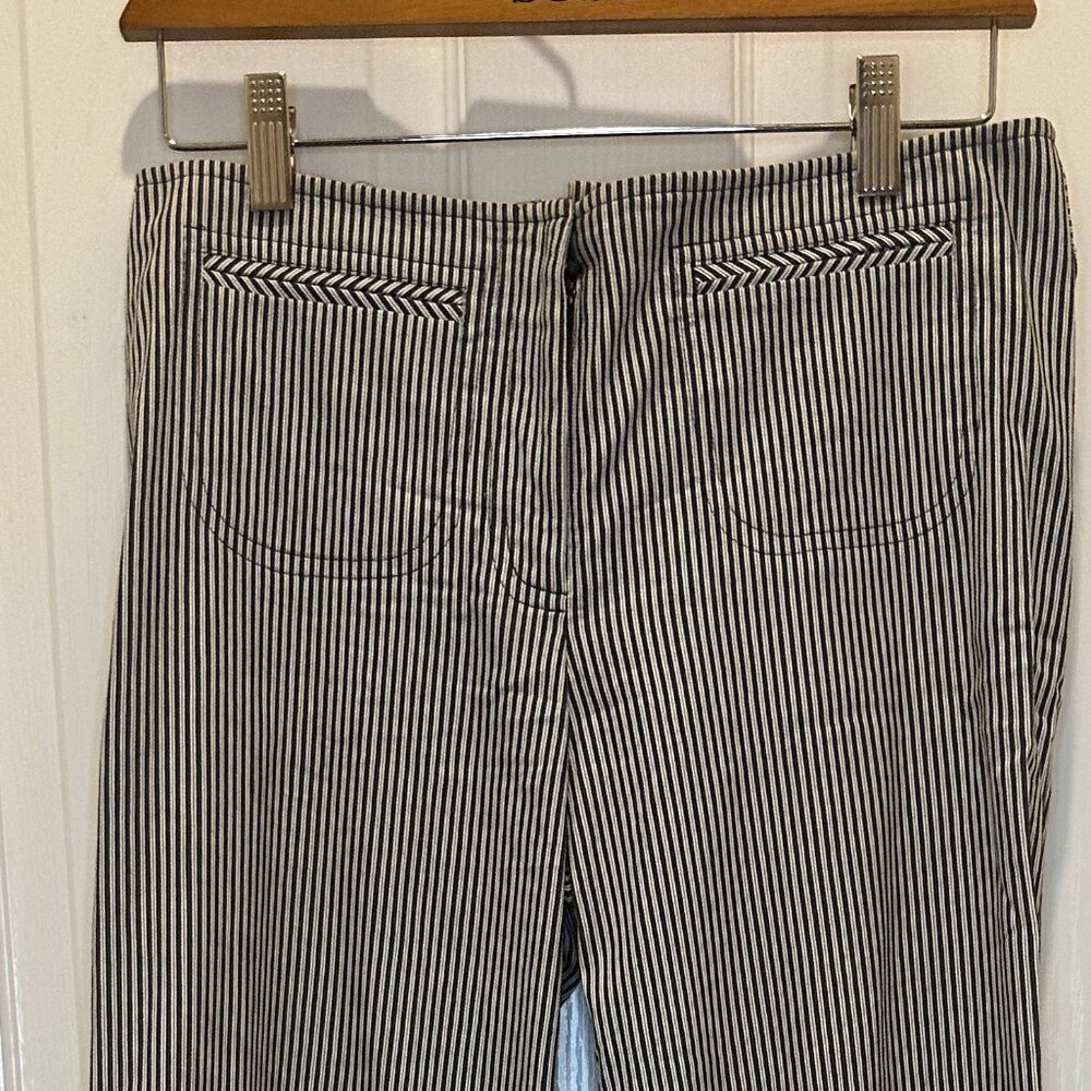 Nanette Lapore Black White strip wide-leg pant with corset tie size 2